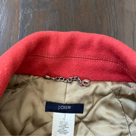 J. Crew Women’s Double Breasted Wool Blended Red Pea Coat L - Picture 5 of 13